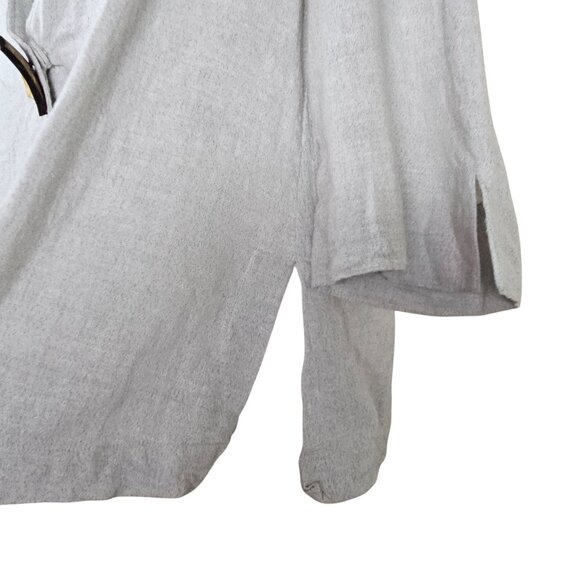 Soft Surroundings Linen Blend Jacket L Wood Button 3/4 Sleeve Relaxed Coastal - Picture 7 of 10